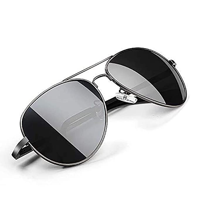 BLACK JONES Polarized Sunglasses For Men and Women Wayfarer UV Protection Aviator Shape Goggles Sunglass (Black)-Pack of 1