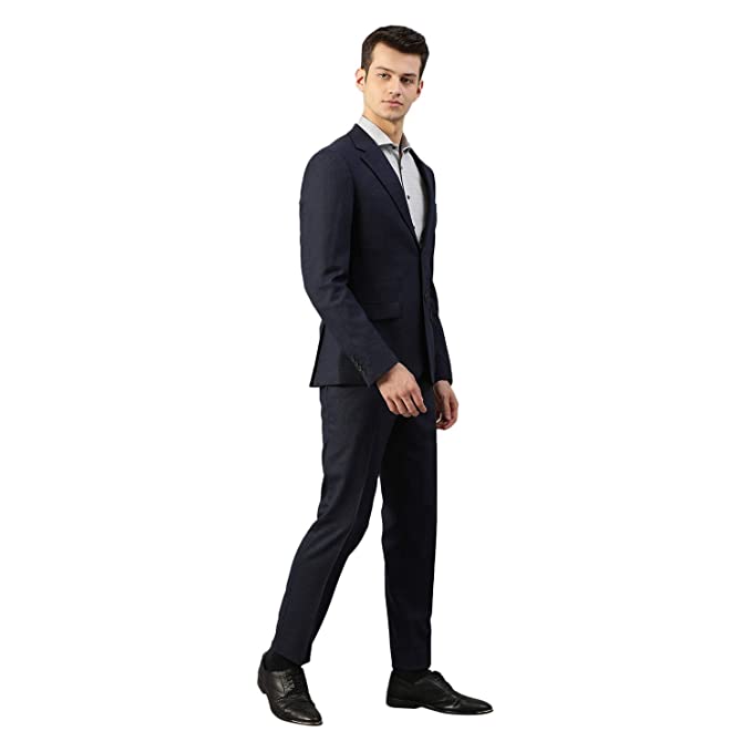 BRUUN & STENGADE Navy Blue Wool Blend Slim Fit Suit Set - Image 3
